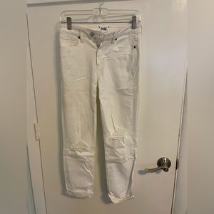 Paige distressed white jeans